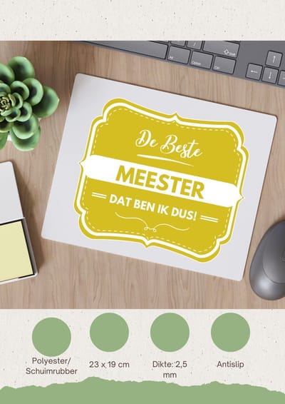 Akyol - de beste meester, dat ben ik dus Muismat - Meester - iemand die een meester is - beste ooit - werk - collega - school - verjaardagscadeau - kado - gift - geschenk - afscheidscadeau - welkomscadeau - verrassing - 23 bij 19 cm