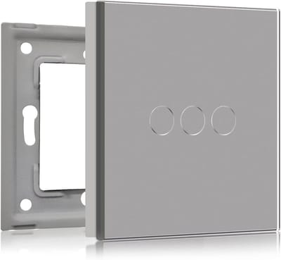 Schakelaar Paneel - Glas Plaat - Muur Bediening - Touch Functionaliteit - 86 x 86 mm - Grijs