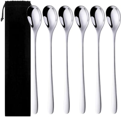 Dessertlepels Extra Zware Kwaliteit - Cocktail Lepels - IJslepels - Latte Macchiato lepels - Yoghurtlepels - set van 6 stuks -RVS (18/0) - 20.5 cm - 43 Gram