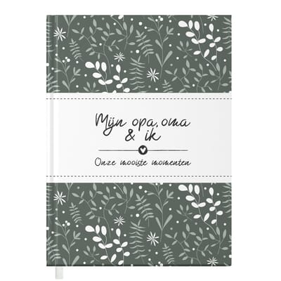 Fyllbooks - Mijn Opa, Oma & Ik invulboek - Cadeau voor Opa en Oma - Dagboek - Herinneringsboekje - 80 Pagina's - Hardcover - Botanical