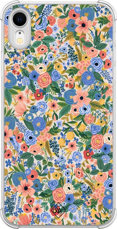 Casimoda® hoesje - Geschikt voor iPhone XR - Blue Gardens - Shockproof case - Extra sterk - TPU/polycarbonaat - Blauw, Transparant