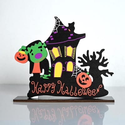 Décorations de Scène d'Halloween Décorations de Bureau en Bois Fête des Fantômes