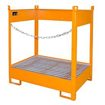 Stapelpallet voor vaten Bauer FSP-2, open aan zijkant, voor 2 x 200 l vaten, oranje