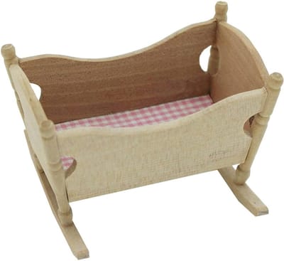 Miniatuur Houten Babywieg voor Poppenhuis - Speelgoed Decoratie