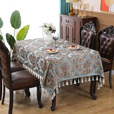 Nieuw Europees Stijl Paleis Tafelkleed Geborduurd Jacquard Tafelkleed Kwastje Chinees Hoge Dichtheid Satijnen Retro Tafelkleed 150*270