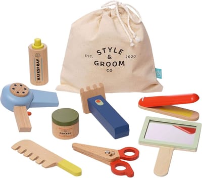 9-delige houten verzorgingsset voor kinderen - fantasierijk spelen en leren