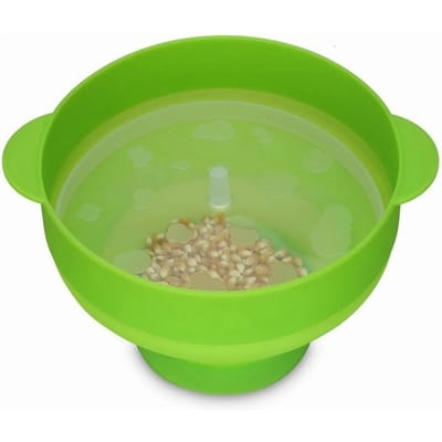 Popcorn Popper en Silicone pour Micro-ondes Bol Pliable en Silicone pour Popcorn avec Couvercle à Poignée beige