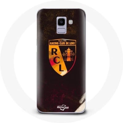 Samsung Galaxy J6 2018 hoesje rcl lens oranje zwarte achtergrond