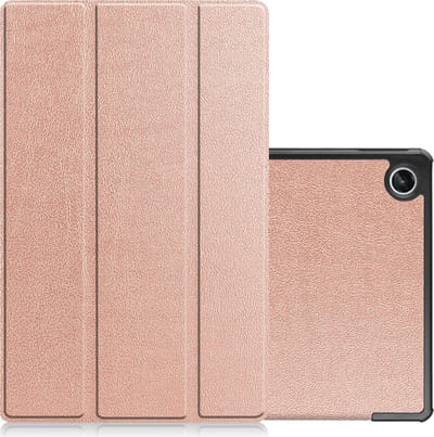 Hoes - Geschikt voor Lenovo Tab M10 Plus (3e / 3rd Generatie) - Dun & Stevig - Trifold Bookcase - Hard Cover - Hardcover Book Case - Tablet Hoesje - Rosé goud