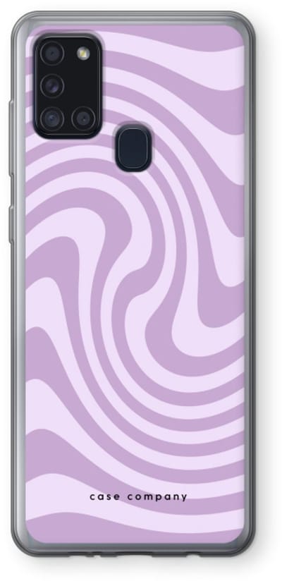 Case Company® - Hoesje geschikt voor Samsung Galaxy A21s hoesje - Swirl Paars - Soft Cover Telefoonhoesje - Bescherming aan alle Kanten en Schermrand