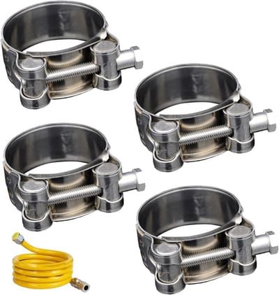 4 stuks roestvrijstalen slangklemmen, klembereik 36-39 mm, roestbestendig, praktische sterke buisklem met T-bout, slangklemtang, klemmen