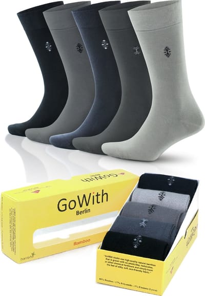 GoWith-5 paar-bamboe sokken-jurk sokken-hardloop sokken-naadloze sokken-cadeau sokken-maat 40-44