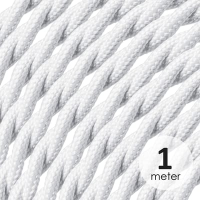Home Sweet Home - Strijkijzersnoer gedraaid Wit - stof - bestel per meter - elektriciteitssnoer 3 aderig - textielkabel 3x0.75m² - VDE gekeurd