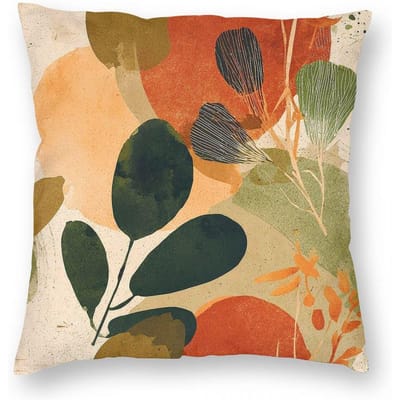 Taie d'oreiller Tons terreux Orange fumé Vert Polyester Lin Velours Fermeture éclair créative Housse de coussin décorative Housse de coussin pour la maison Linen 18*18(CM)-1Pcs