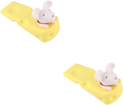 Deurstopper Set - Muis Wig - Huis Decoratie - Unieke Vormgeving - 2 Stuks - Wit