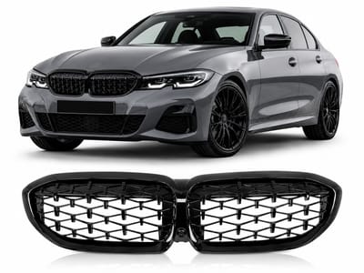Nierengrille Geschikt voor BMW 3 Serie G20 G21 Pre-LCI (2018-2022) Glanzend Zwart Diamond Look