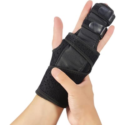 Loogdeel Attelle de poignet en aluminium Support de doigt pour doigts cassés Arthrite Tendinite Gouttière de protection pour le pouce carpien beige