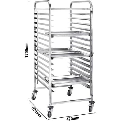 GGM Gastro Tablettwagen - für 15 Tabletts EN 600x400 Zilver