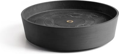 Ecopots Saucer Wheels - Dark Grey - Ø34,1 x H9 cm - Ronde donkergrijze onderschotel op wielen met waterreservoir