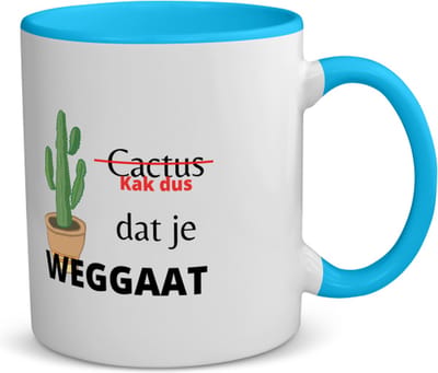 Akyol - kak dus dat je weg gaat koffiemok - theemok - blauw - Quotes - iemand die ontslag neemt - cactus - collega's - werknemers - verjaardagscadeau - verjaardag - cadeau - afscheidscadeau - geschenk - leuke cadeau - kado - gift - 350 ML inhoud