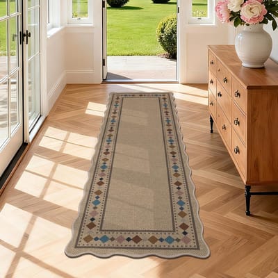 Loopbrug Loper 60 x 180 cm, Antislip en Wasbaar, Perfect voor Hal, Keuken en Entree, Bruin/Kleurrijk