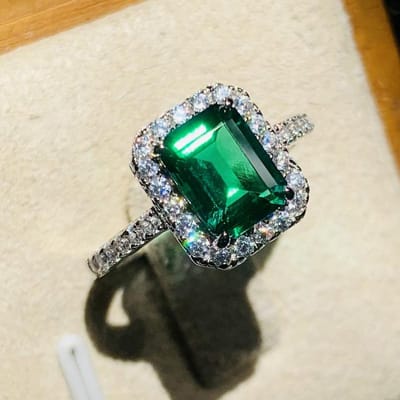 Huitan Luxe Trendy Groene Zirkonia Damesringen Kleur Bling Bling Bruiloft Bruidsringen Mode Sieraden Drop Shipping 7 gray