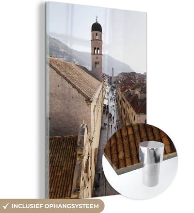 ® Glasschilderij 120x180 cm - Schilderij acrylglas - Luchtfoto van de binnenstad Dubrovnik in Kroatië - Foto op glas - Muurdecoratie woonkamer - Wanddecoratie slaapkamer - Schilderijen
