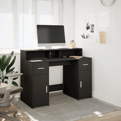 vidaXL - Bureau - met - LED-verlichting - 120x55x91 - cm - bewerkt - hout - zwart