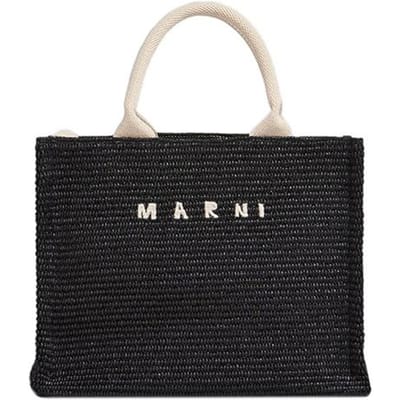 Marni Sac Cabas Tissé Style Resort Polyester Sac de Courses Sac à Main Bandoulière Petit Sac Cabas Unisexe Noir SHMP0077U0P3860Z1Q44 Basic Set (Bag+Dust Bag) black