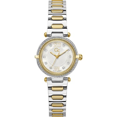 Gc Gc Vogue Cable Mini Small Size Metal Analoog Quartzhorloge Zilverkleurig En Goudkleurig Kast Gemaakt Van 100% Roestvrij Staal En Een Armband Van 100% Roestvrij Staal 30 Z57001L1, Z57002L1