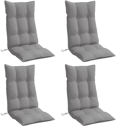 Set van 4 Zachte en Duurzame Tuinstoelkussens Hoge Rugleuning Grijs
