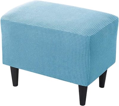 Geruite Jacquard Ottomaanse Hoes Rechthoekige Stretch Voetenbankhoes Antislip en Wasbaar