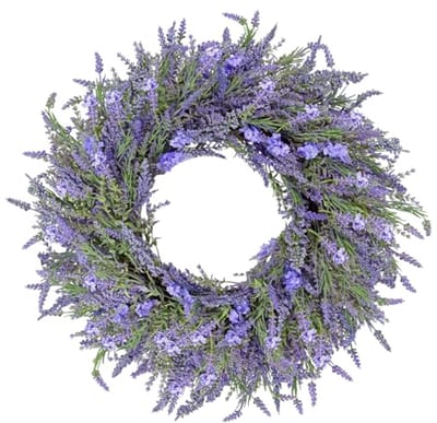 Paarse Lavendelkrans voor Voordeur - 61 cm - Kunstkrans voor Lente en Zomer Decoratie