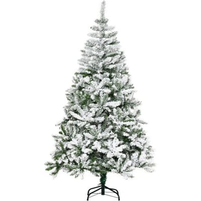 Sapin de Noël artificiel - MUVOE - Sapin enneigé - Effet neige - Ignifuge - Ouverture automatique blanc