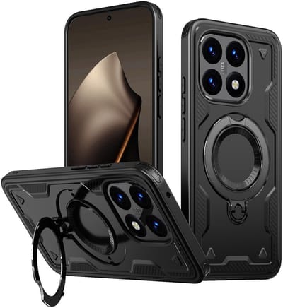 Hoesje geschikt voor Xiaomi 15T - Phonesta MagLock Armor Back Cover met ring - Geschikt voor MagSafe - Zwart