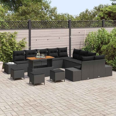 vidaXL - Tuinbank - Set - 14 - st - 13-Aantal - zitplaatsen - Zwart - Poly - rattan