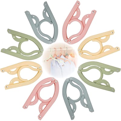 QTTVBTNA -Opvouwbare Kledinghangers Set – 8 Stuks – Draagbare Reis Hangers van Kunststof – Ruimtebesparend en Duurzaam