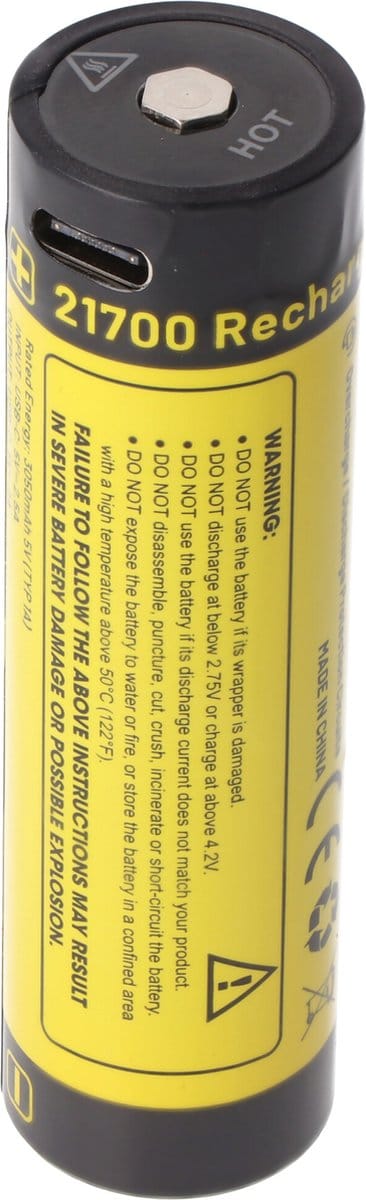 Nitecore NL2150RX Oplaadbare 21700 Li-Ion batterij 5000mAh met USB-C Poort