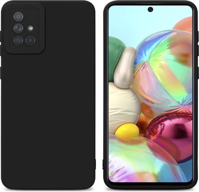 Cadorabo Hoesje geschikt voor Samsung Galaxy A71 4G in FLUID ZWART - Beschermhoes gemaakt van flexibel TPU silicone Cover Fluid Case
