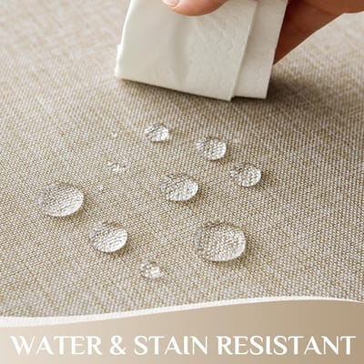 Dailygoods- Tafelkleed rond 140 cm - Afwasbaar - Linnenlook - Waterafstotend - Tafelkleed voor camping - 100% microvezel - Tafelbedekking