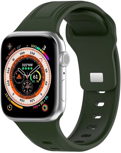 By Qubix - Geschikt voor Apple Watch bandje - Square siliconen band - Donkergroen - Geschikt voor Apple Watch 44mm / 45mm / 46mm / 49mm (Ultra 1,2 en 3)