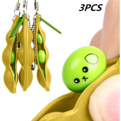 Fidget Speelgoed Decompressie Edamame Speelgoed Squishy Knijpbonen Sleutelhanger Schattig Stress Volwassen Speelgoed Rubber Jongens Meisjes Kerstcadeau