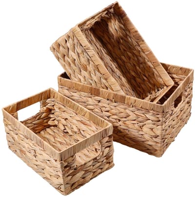 Allecto - Wicker Baskets Set - Handgeweven Opbergmanden - 3 Maten - Natuurlijk Materiaal - Multifunctioneel - Perfect voor Huis - Naturel