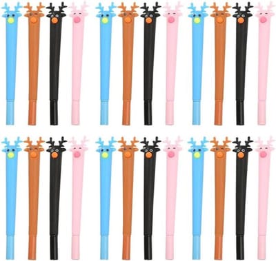 24 Set Kerst Gelpennen Set met Grappig Hert Ontwerp voor Feestelijke Cadeaus