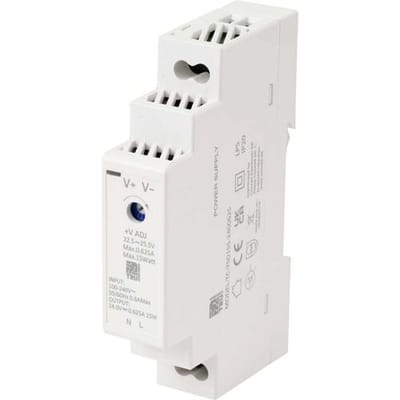TRU COMPONENTS TC-13713364 DIN-rail netvoeding Verbruik (stand-by) 0.3 W 24 V/DC 0.625 A 15 W Aantal uitgangen:1 x Inho