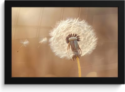 Poster in lijst - Fotolijst 30x20 cm - Posters - Paardenbloem - Beige - Natuur - Bloem - Posterlijst zwart - Decoratie - Wanddecoratie woonkamer - Muurdecoratie slaapkamer