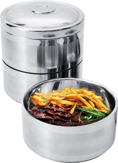 Thermocontainer voor Eten Edelstaal 3-Niveaus 3x1,1 l - Voedselcontainer - Lunchbox - Thermohouder