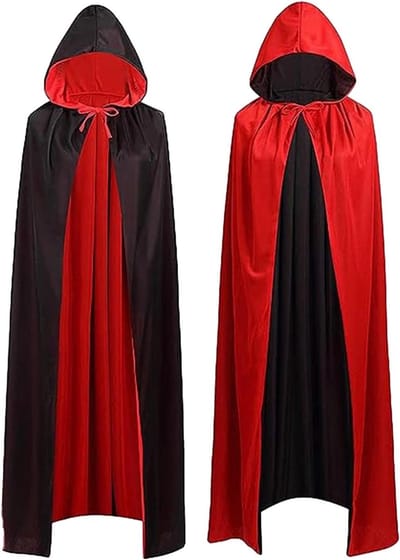 Dubbelzijdige Vampiercape in Zwart/Rood voor Cosplay en Halloween, Geschikt voor Kinderen en Volwassenen, 120 cm
