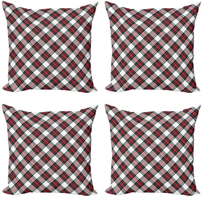 ABAKUHAUS Kussenhoes Set – Schottenkaro – 4x40x40 cm – Mikrofaser, Dubbelzijdig