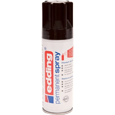 edding 5200 spuitverf in spuitbus - diepzwart mat - 1 stuk - 200 ml verf - direct dekkend – 0,7-1 m2 oppervlak - acrylverf voor het lakken en versieren van glas, metaal, hout, keramiek, kunststof, canvas - permanent spray, verfspray
